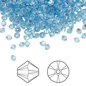 Bead 1440pk aquamarine shimmer, Swarovski&reg; 3mm XILION bicone 5328