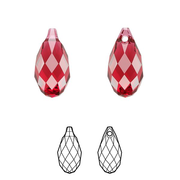 Briolette 36pk scarlet, Swarovski&reg; 17x8.5mm pendant drop 6010 image number 0