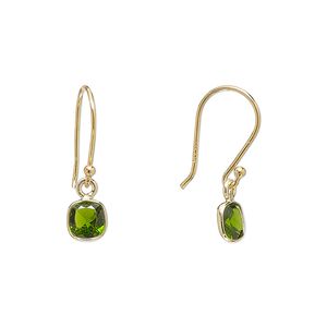 Earring, Create Compliments&reg;, chrome diopside (natural) and gold-finished sterling silver, 20.5mm round with fishhook ear wire, 21 gauge. Sold per pair.