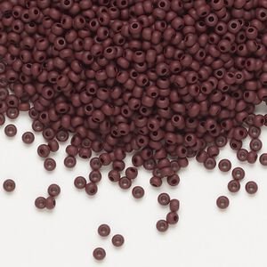 Seed bead, Preciosa Ornela Czech glass, pkg/50g, #11 rocaille, opaque matte dark brown, (13780).