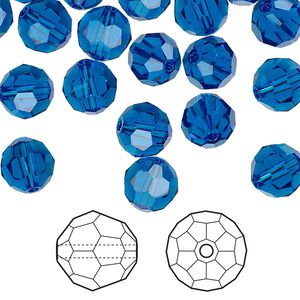 Bead 144pk Capri blue, Crystal Passions&reg; 8mm round 5000