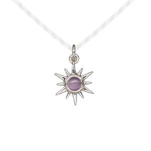 Drop 1pkg1, antiqued sterling silver and amethyst (natural), 12x12mm open star