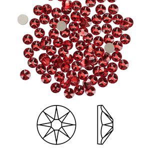 Flat back 1440pk scarlet foil back, Swarovski&reg; 3-3.2mm rose round SS12 2088