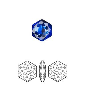 Fancy stone 2pk majestic blue foil back, Crystal Passions&reg; 11.2x10mm thin hexagon 4683