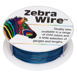 Wire, Zebra Wire&trade;, color-coated copper, sapphire blue, round, 24 gauge. Sold per 1/4 pound spool, approximately 71 yards.