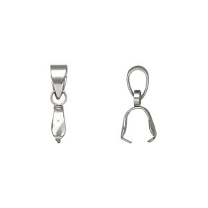 Bail, ice-pick, stainless steel, 15x3mm with 6mm grip length and soldered bail. Sold per pkg of 4.