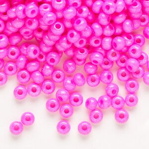 Seed bead, Preciosa Ornela Czech glass, pkg/50g, #6 rocaille, opaque pink luster chalkwhite, (16177).
