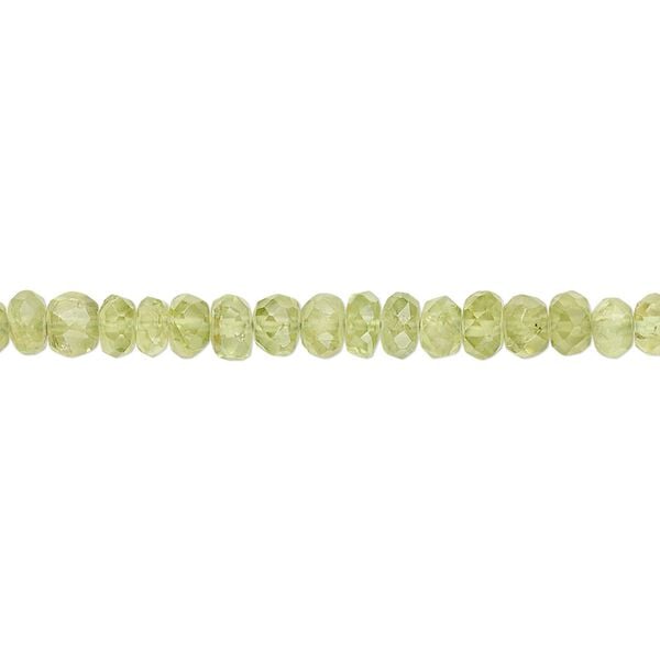 Peridot 1pkg1, hand-cut faceted rondelle bead natural 15.5-16 inch 5x2mm-5x4mm image number 0