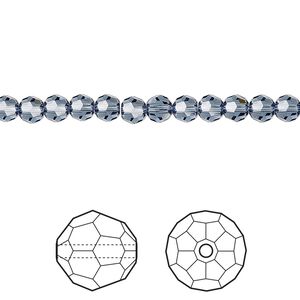 Bead 12pk denim blue, Crystal Passions&reg; 4mm round 5000