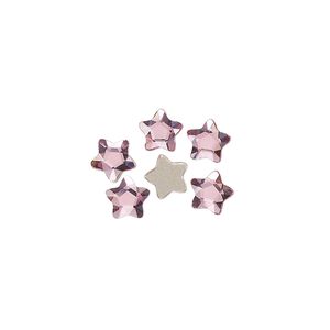 Flat back 6pk rose foil back, Crystal Passions&reg; 6mm star flower 3754