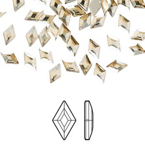 Flat back 6pk crystal golden shadow foil back, Crystal Passions&reg; 6.6x3.9mm diamond 2773