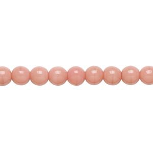 Bead, Czech glass druk, opaque pink, 6mm round. Sold per 15-1/2" to 16" strand, approximately 65 beads.