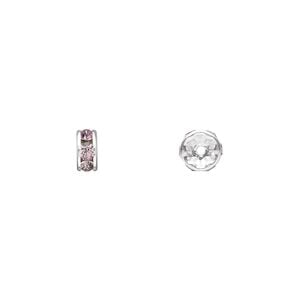 Bead 144pk light amethyst silver plate, Swarovski&reg; 6x3.5mm rondelle 77506
