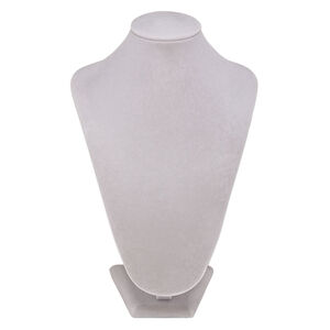 Display, necklace, velveteen and steel, grey, 11 x 7-1/4 x 6 inches. Sold individually.