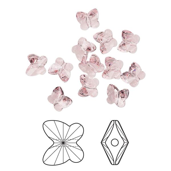 Bead 288pk light rose, Swarovski&reg; 10x9mm butterfly 5754 image number 0