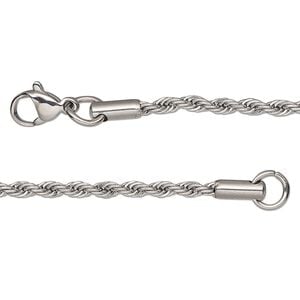 Chain 1pkg1 French rope, 2.4mm / lobster claw clasp, stainless steel 20 inch