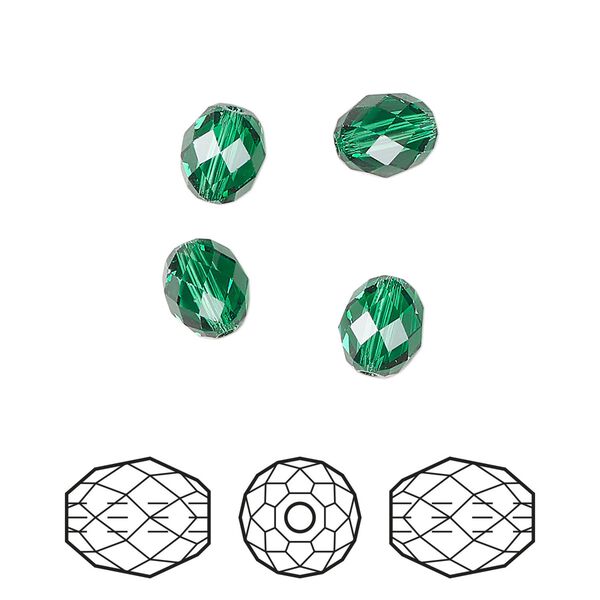 Bead 288pk majestic green, Swarovski&reg; 7x6mm olive briolette 5044 image number 0