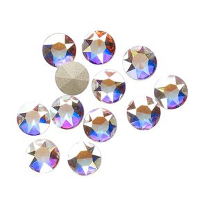 Round stone 12pk crystal AB foil back, Crystal Passions&reg; 7.07-7.27mm light round SS34 1098