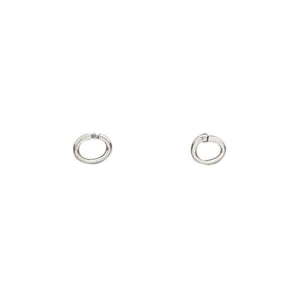 Loop Lock&trade;, JBB Findings, antique silver-plated brass, 5x4mm oval. Sold per pkg of 4. image number 0