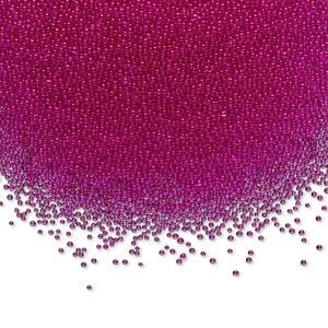 Bead glass 1pk 1mm undrilled micro round, dyed translucent pink 15 gram