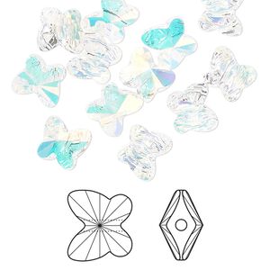 Bead 12pk crystal AB, Crystal Passions&reg; 8x7mm butterfly 5754