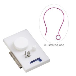 Jig, Artistic Wire&reg; Findings Forms&trade;, Beadalon&reg; 1pkg1, ear wire, acrylic / steel / stainless steel, white and blue, 2 x 1-1/4 inch rectangle with round, 2-piece set.