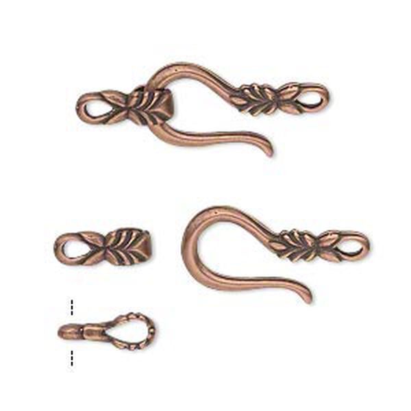 Clasp hook&eye 1pkg1 copper-plated, 21x9mm double-sided, antique brass JBB Findings 1-strand image number 0