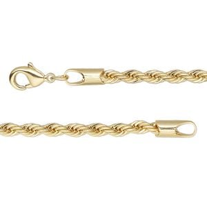 Chain 1pkg1 rope, 3mm / lobster claw clasp, gold-finished brass 18 inch