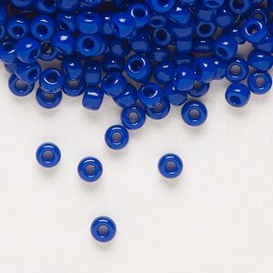 Seed bead, Miyuki, glass, pkg/250g, #8 rocaille, opaque cobalt, (RR-414).
