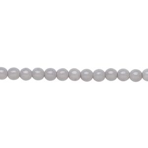 Bead, Czech dipped d&eacute;cor glass druk, opaque blue grey, 4mm round. Sold per 15-1/2" to 16" strand.