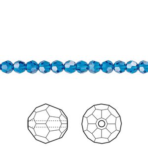 Bead 12pk Capri blue, Crystal Passions&reg; 4mm round 5000