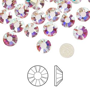Flat back 144pk crystal AB foil back, Preciosa MAXIMA Czech crystal hotfix rhinestone 7.069-7.272mm chaton rose round SS34