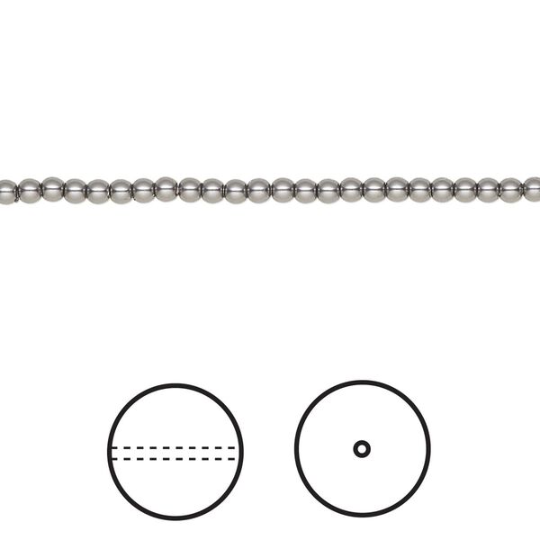 Pearl 1000pk dark grey, Swarovski&reg; 2mm round 5810 image number 0