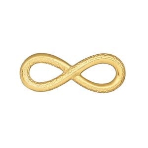 Focal, TierraCast&reg;, gold-plated pewter (tin-based alloy), 32x12mm two-sided textured and smooth infinity with cutouts. Sold per pkg of 10.