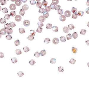 Bead 1440pk light amethyst glitter, Preciosa Czech crystal 3mm bicone