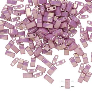 Seed bead, TILA&reg;, glass, pkg/10g, 5x2.3mm half tila rectangle, opaque luster mauve, (HTL-1867).