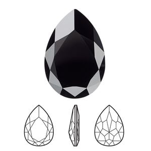Fancy stone 1pk jet, Crystal Passions&reg; 30x20mm pear 4327