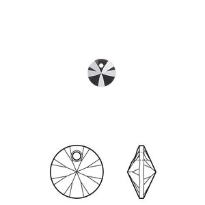 Drop 720pk jet, Swarovski&reg; 6mm pendant mini disk 6428
