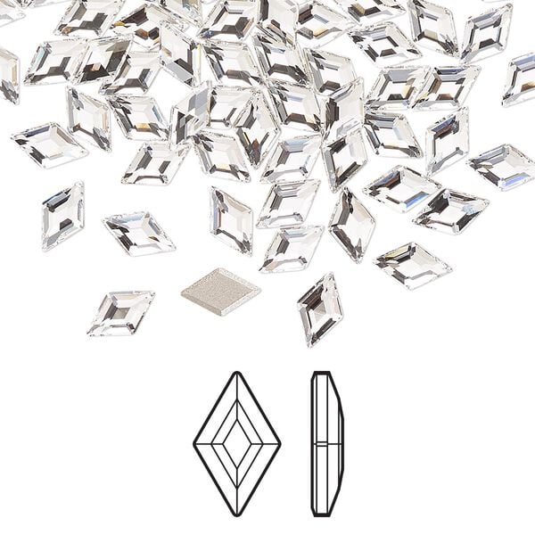 Flat back 288pk crystal foil back, Swarovski&reg; 6.6x3.9mm diamond 2773 image number 0