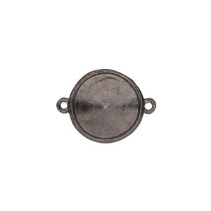 Link, Almost Instant Jewelry&reg;, gunmetal-plated pewter (tin-based alloy), 17mm round with 14mm rivoli setting. Sold individually.