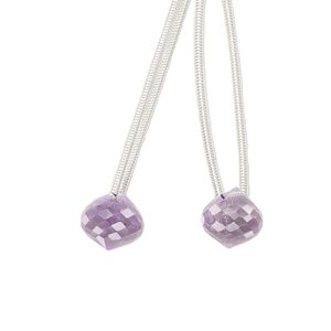 Amethyst 1pkg2, hand-cut top-drilled faceted drop bead natural 8.5x8mm