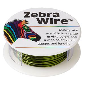 Wire, Zebra Wire&trade;, color-coated copper, olive green, round, 20 gauge. Sold per 15-yard spool.