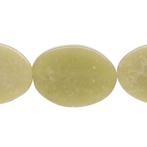 Peridot new "jade" 1pkg1, flat oval bead natural 15 inch 25x18mm