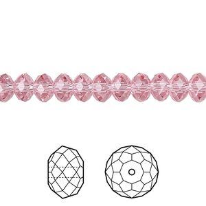 Bead 360pk light rose, Swarovski&reg; 6x4mm rondelle 5040