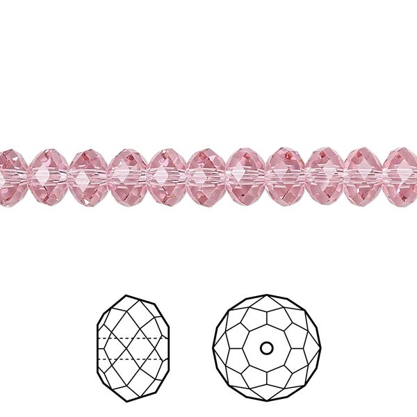 Bead 360pk light rose, Swarovski&reg; 6x4mm rondelle 5040 image number 0