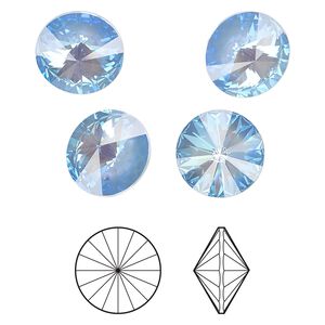 Chaton 48pk crystal ocean DeLite, Crystal Passions&reg; 12mm rivoli 1122