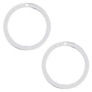 Drop, sterling silver, 22mm open round. Sold per pkg of 2.