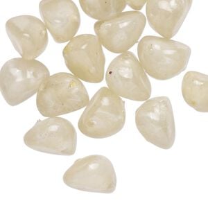 Bead, coated acrylic, translucent ivory and white, large pebble with swirl design. Sold per pkg of 24.