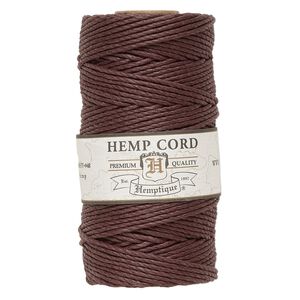 Cord, Hemptique&reg;, polished hemp, dark brown, 1.8mm diameter, 48-pound test. Sold per 205-foot spool.