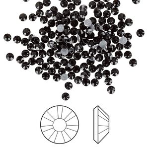 Flat back 1440pk jet foil back, Swarovski&reg; hotfix 2.3-2.5mm rose round SS8 2038HF